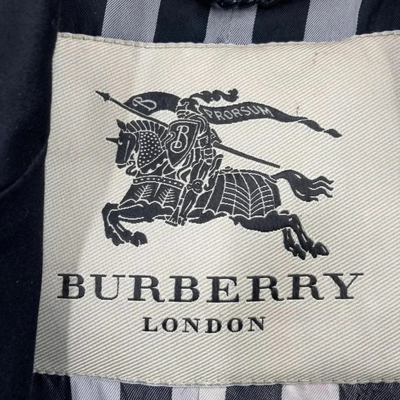Burberry London Authenticated Black Cotton Blend Womens Pea Coat Size 8 - Picture 14 of 16